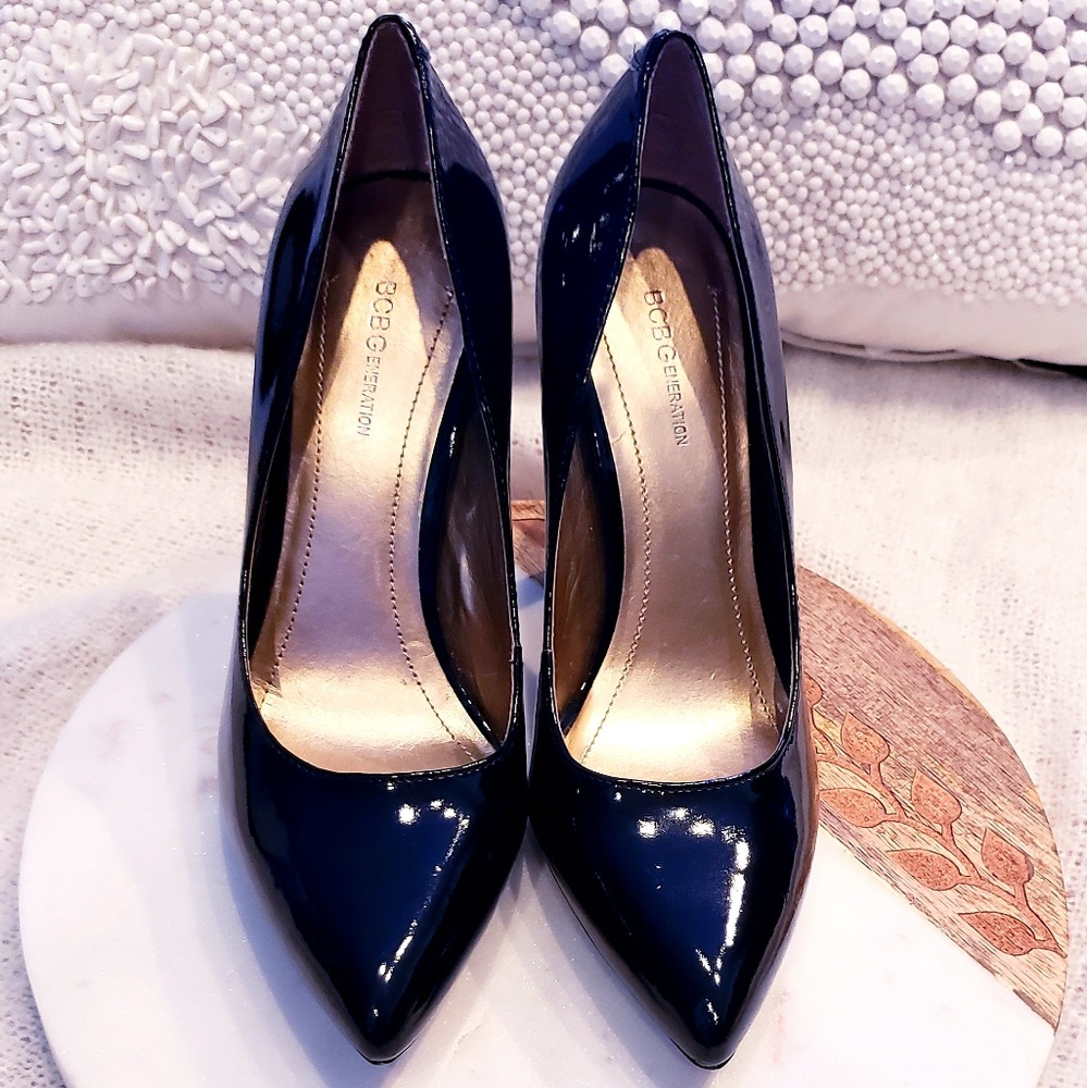 BCBG NEW Patent Black Heels